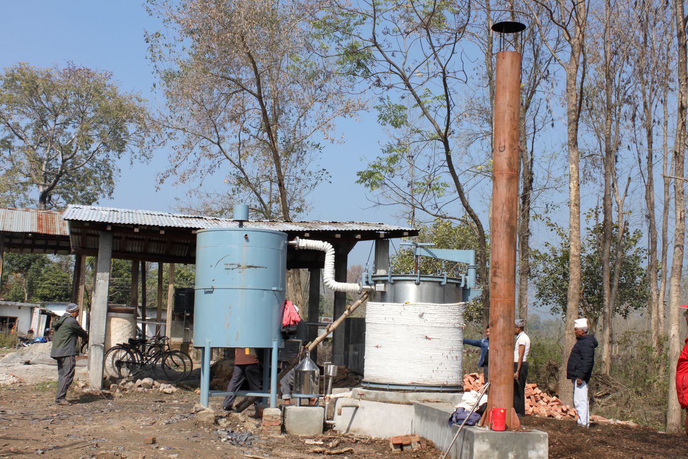 An essential oil distillation plant installed in one of the community forests of Kanchanpur district.