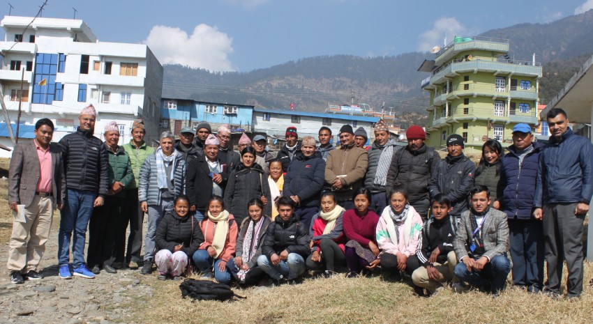 Public Private Community Alliance (PPCA) members assemble in Jiri for a planning meeting